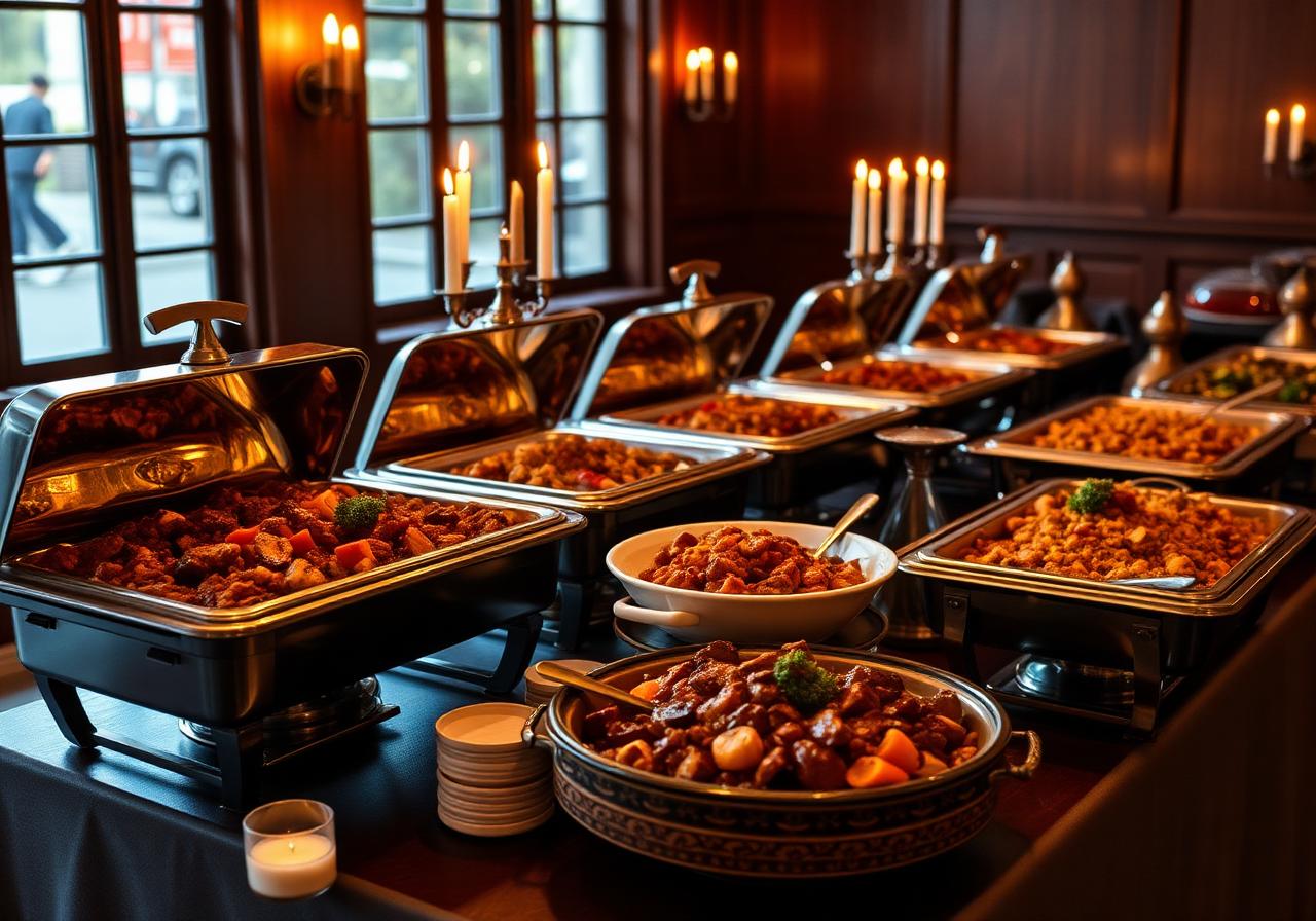 Catering spread of Caribbean and Southern soul food